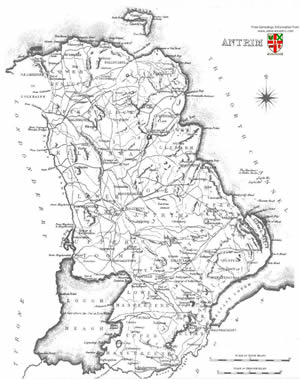 Map of County Antrim, Ireland